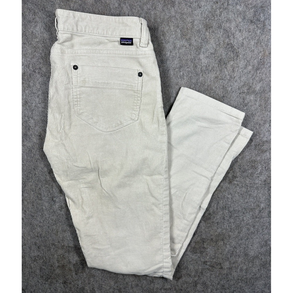 Patagonia Womens 26 Corduroy Pants Cream Beige Organic Cotton Stretch Slim